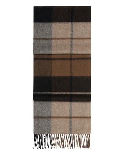 Unisex Cashmere Check Scarf Dark Brown Check