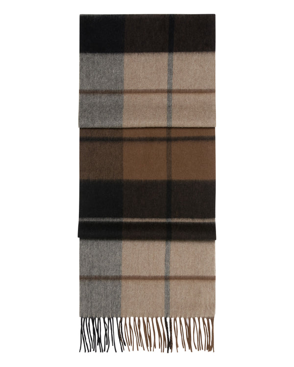 N.Peal Unisex Cashmere Check Scarf Dark Brown Check