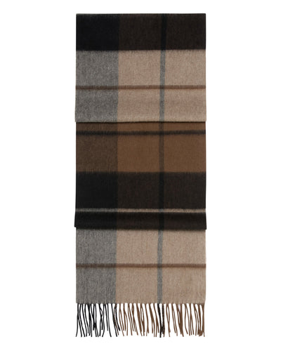 N.Peal Unisex Cashmere Check Scarf Dark Brown Check