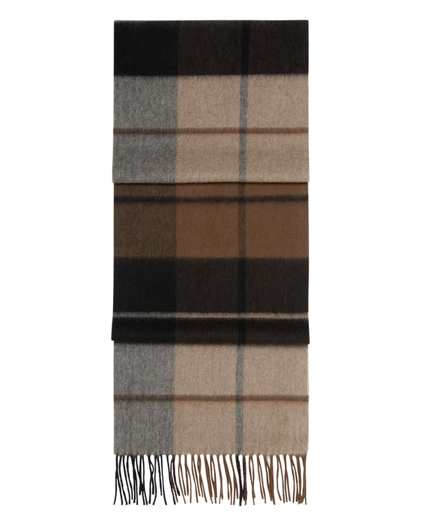 N.Peal Unisex Cashmere Check Scarf Dark Brown Check