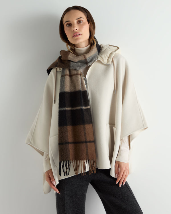 N.Peal Unisex Cashmere Check Scarf Dark Brown Check