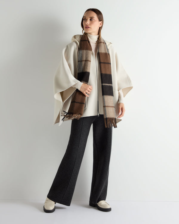 N.Peal Unisex Cashmere Check Scarf Dark Brown Check