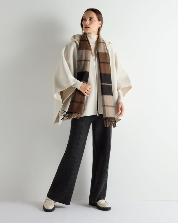 N.Peal Unisex Cashmere Check Scarf Dark Brown Check
