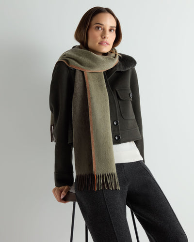 N.Peal Unisex Cashmere Check Scarf Green