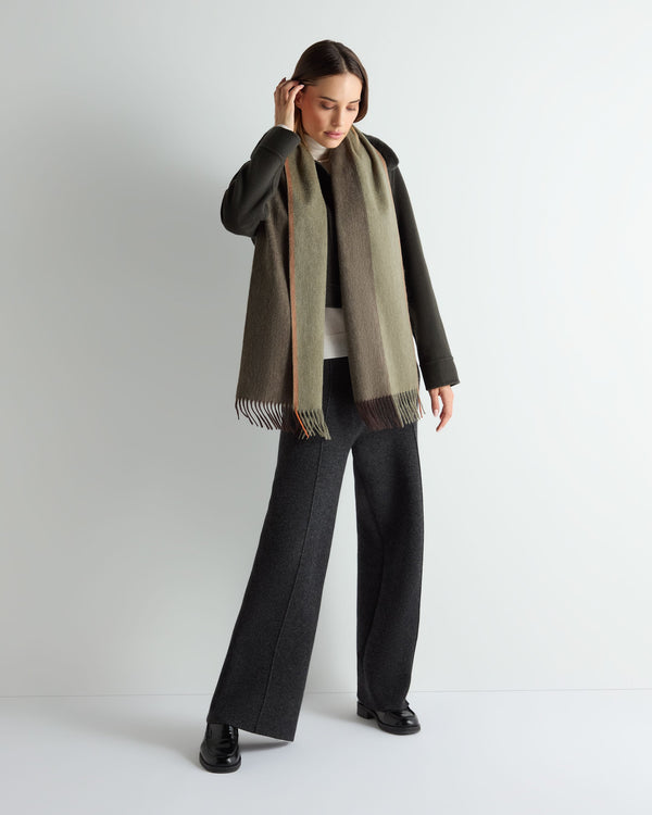 N.Peal Unisex Cashmere Check Scarf Green