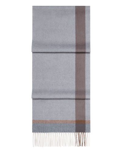 N.Peal Unisex Cashmere Check Scarf Grey + Brown