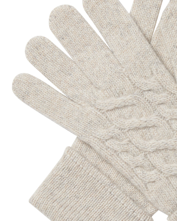 N.Peal Women's Cable Cashmere Gloves Ash Grey Marl
