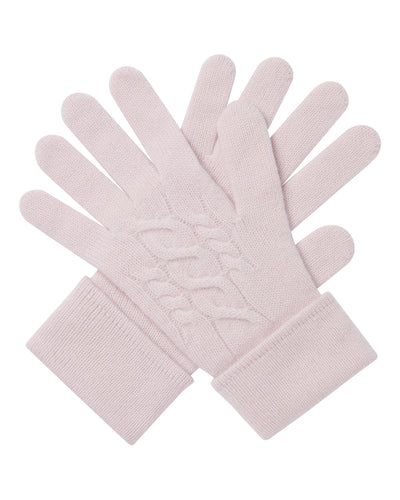 N.Peal Women's Cable Cashmere Gloves Chalk Pink