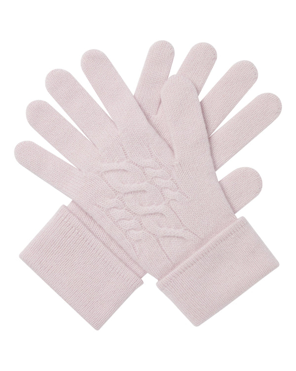 N.Peal Women's Cable Cashmere Gloves Chalk Pink