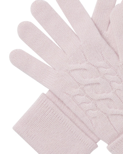 N.Peal Women's Cable Cashmere Gloves Chalk Pink