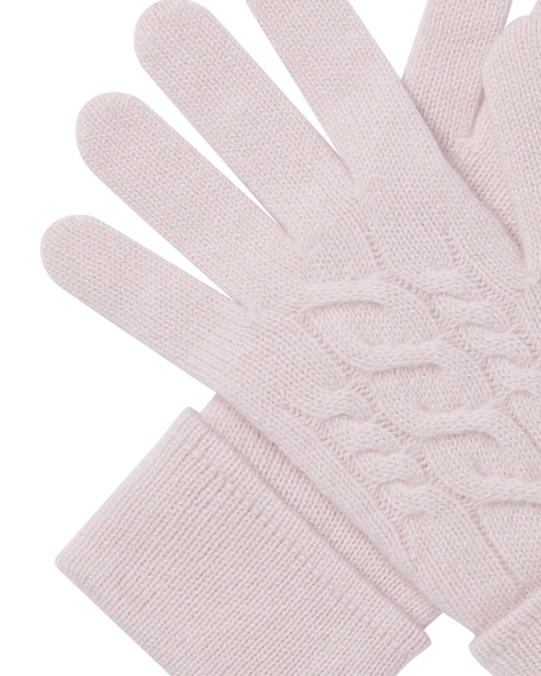 N.Peal Women's Cable Cashmere Gloves Chalk Pink