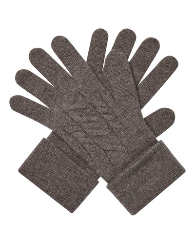N.Peal Women's Cable Cashmere Gloves Otter Brown