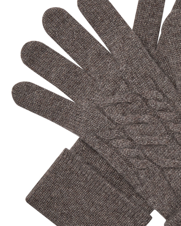 N.Peal Women's Cable Cashmere Gloves Otter Brown