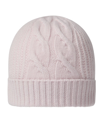 N.Peal Women's Cable Rib Cashmere Hat Chalk Pink