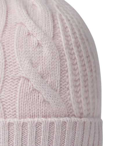 N.Peal Women's Cable Rib Cashmere Hat Chalk Pink