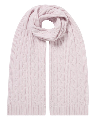 N.Peal Women's Cable Rib Cashmere Scarf Chalk Pink
