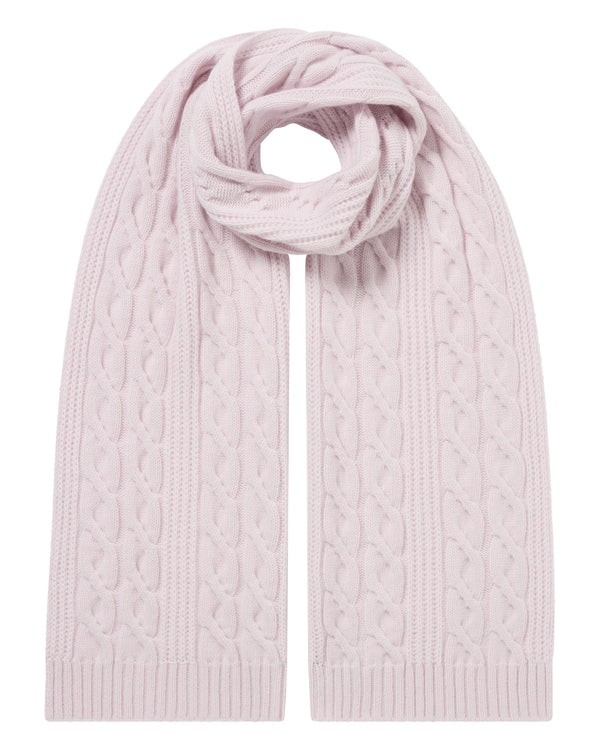 N.Peal Women's Cable Rib Cashmere Scarf Chalk Pink