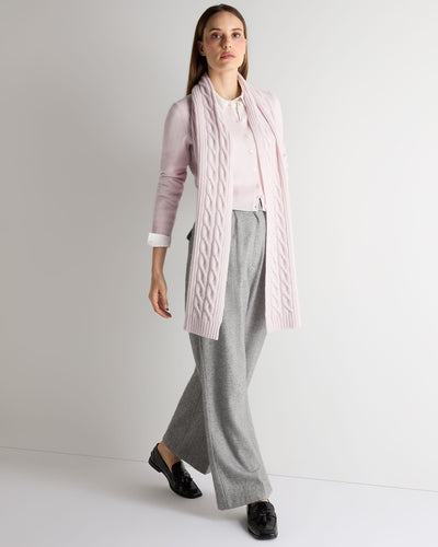 N.Peal Women's Cable Rib Cashmere Scarf Chalk Pink