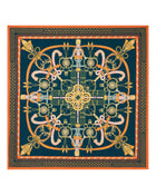 Women's Cashmere Silk Printed Foulard Navy Blue