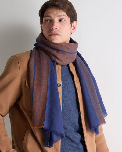 N.Peal Men's Geo Cashmere Pashmina Brown