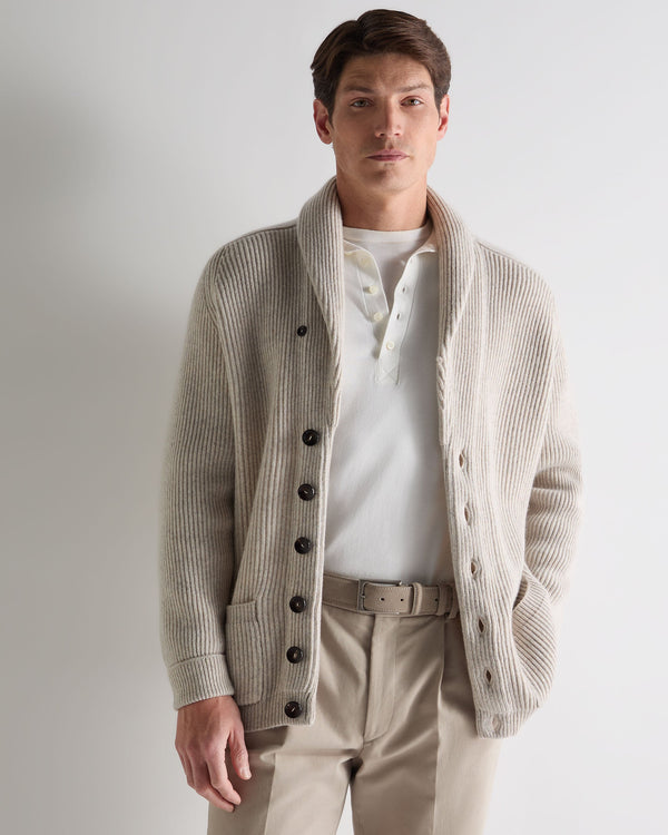 Men's Kensington Cashmere Cardigan Ash Grey Marl