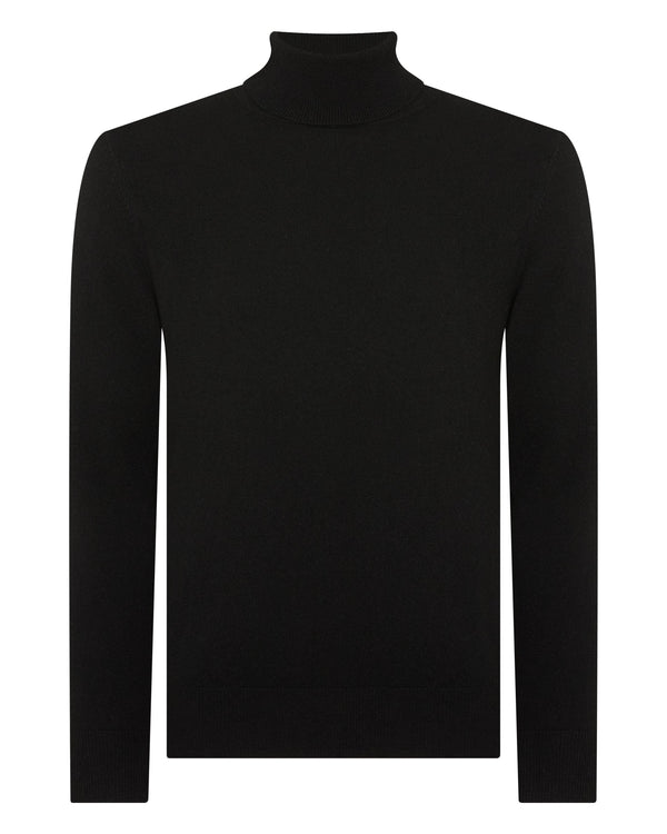 N.Peal Men's Trafalgar Roll Neck Cashmere Jumper Black