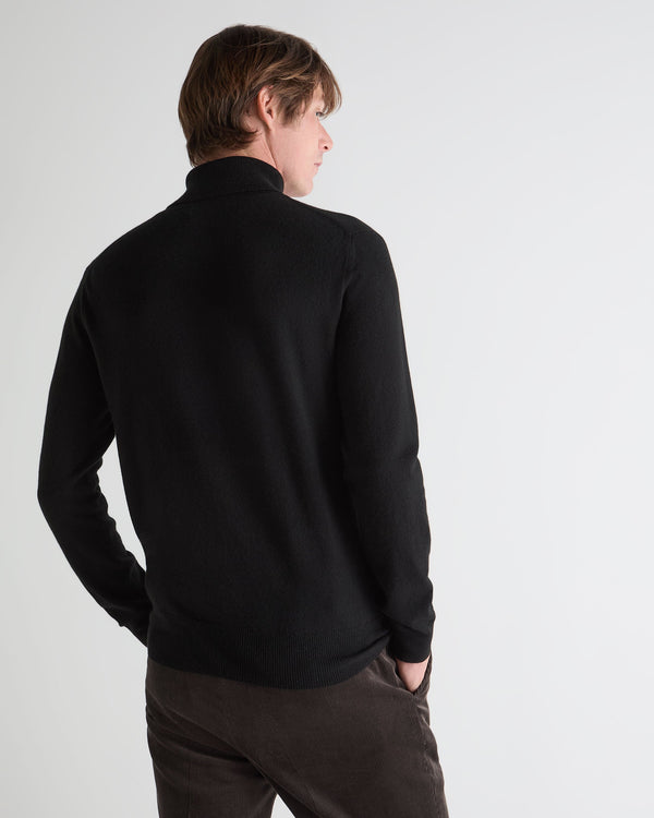N.Peal Men's Trafalgar Roll Neck Cashmere Jumper Black