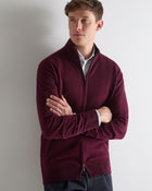 Men's Knightsbridge Full Zip Cashmere Jumper Bordeaux Red