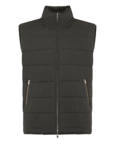 N.Peal Men's Vermont Fur Lined Gilet Arabica Khaki Green