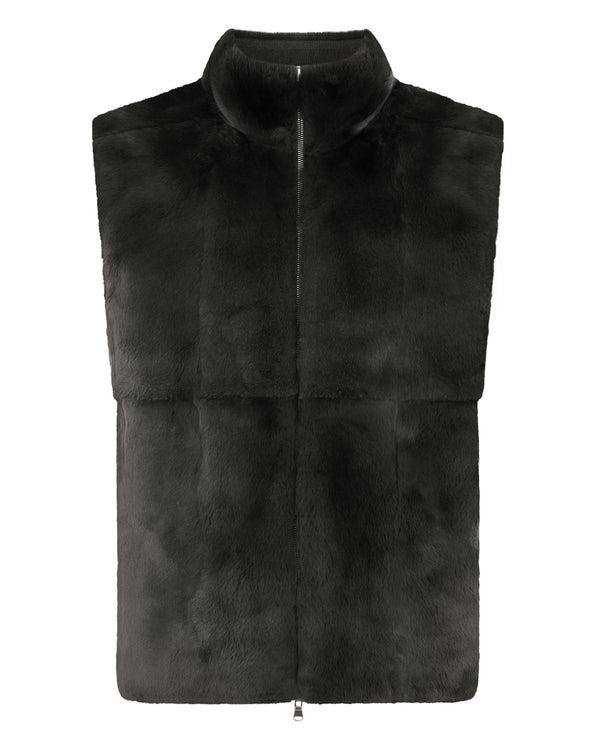 N.Peal Men's Vermont Fur Lined Gilet Arabica Khaki Green