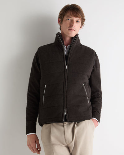 N.Peal Men's Vermont Fur Lined Gilet Chocolate Brown