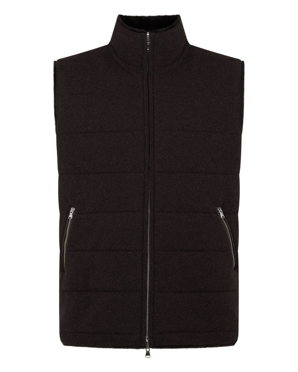 N.Peal Men's Vermont Fur Lined Gilet Chocolate Brown