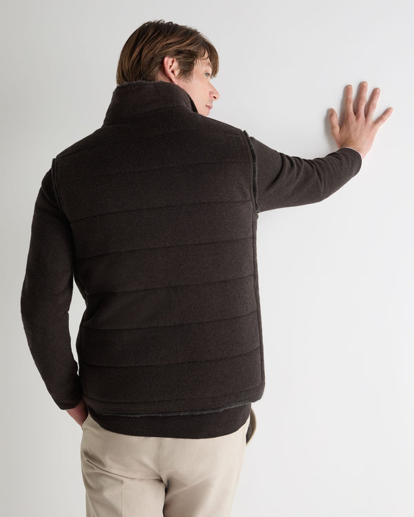 N.Peal Men's Vermont Fur Lined Gilet Chocolate Brown