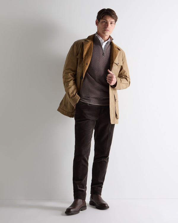 N.Peal Men's Carnaby Half Zip Cashmere Jumper Otter Brown