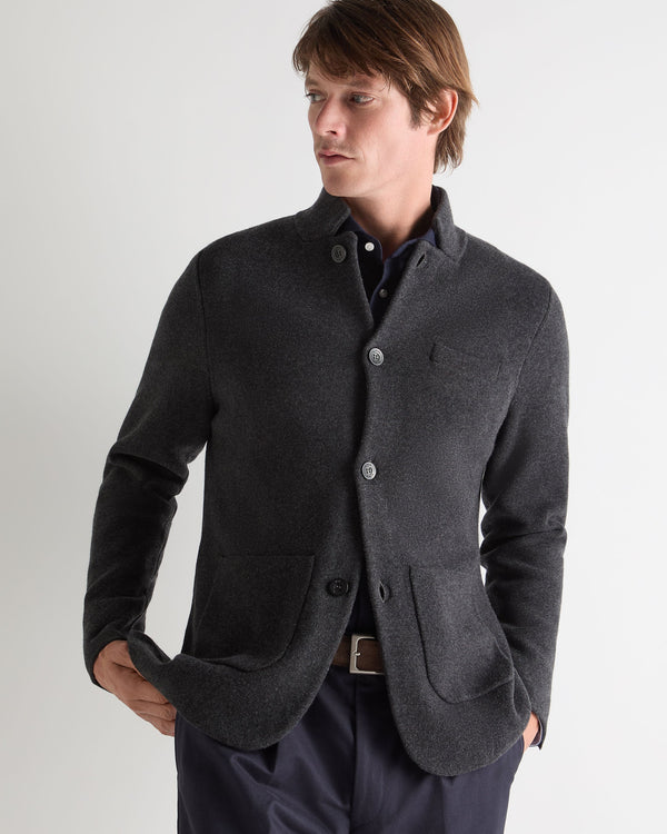 N.Peal Men's Grosvenor Milano Cashmere Jacket Deep Charcoal Grey