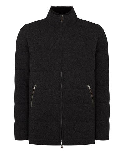 N.Peal Men's Whistler Fur Quilted Cashmere Jacket Deep Charcoal Grey