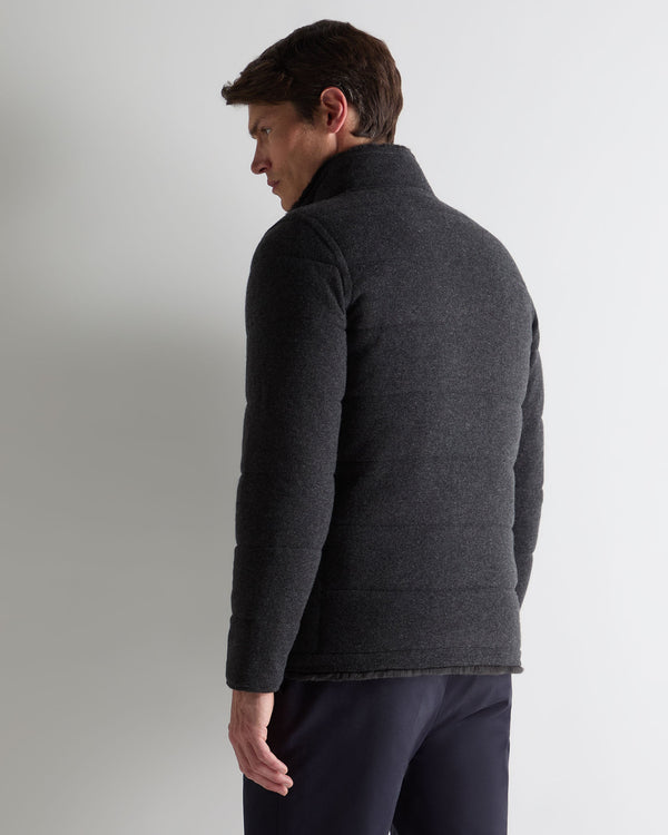 N.Peal Men's Whistler Fur Quilted Cashmere Jacket Deep Charcoal Grey