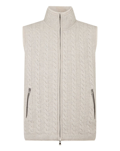 N.Peal Men's Dolomiti Cable Fur Gilet Ash Grey Marl