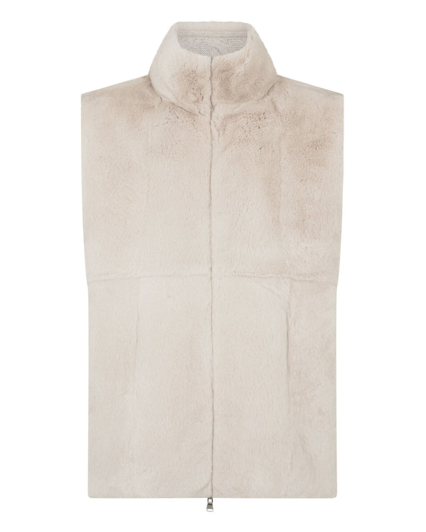 N.Peal Men's Dolomiti Cable Fur Gilet Ash Grey Marl