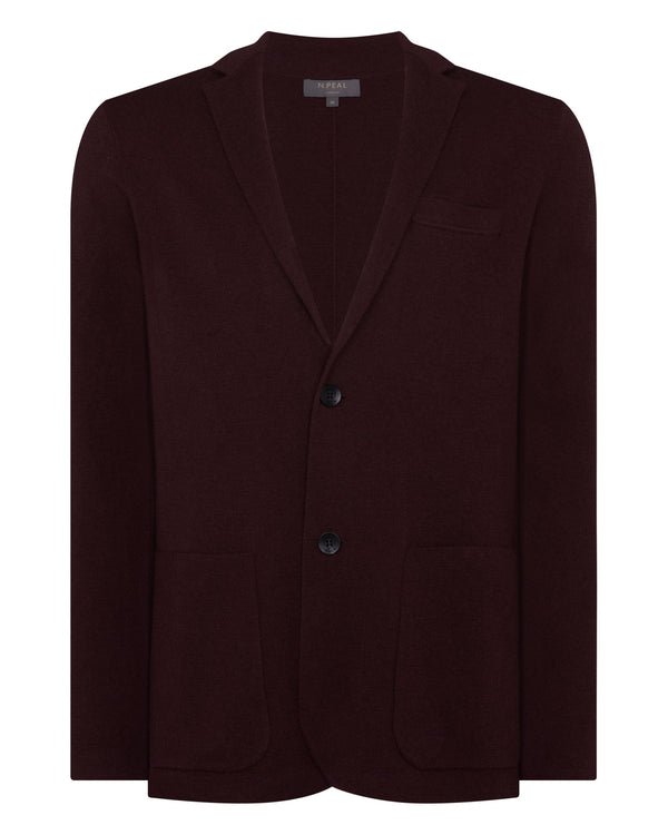 N.Peal Men's Marlborough Fine Gauge Cashmere Jacket Claret Red