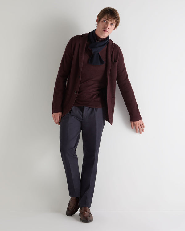 N.Peal Men's Marlborough Fine Gauge Cashmere Jacket Claret Red