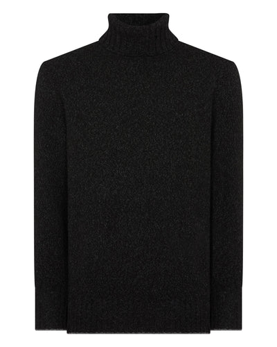 N.Peal Men's Brompton Roll Neck Cashmere Jumper Charcoal Grey Melange