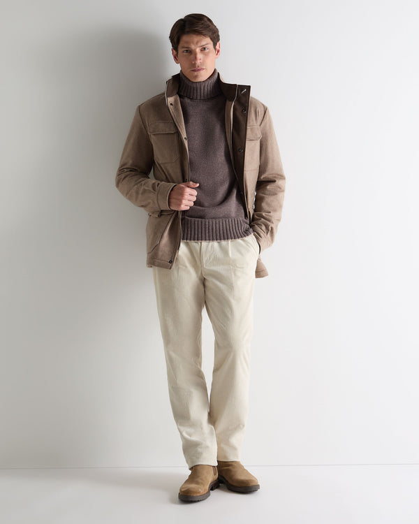 N.Peal Men's Brompton Roll Neck Cashmere Jumper Otter Brown
