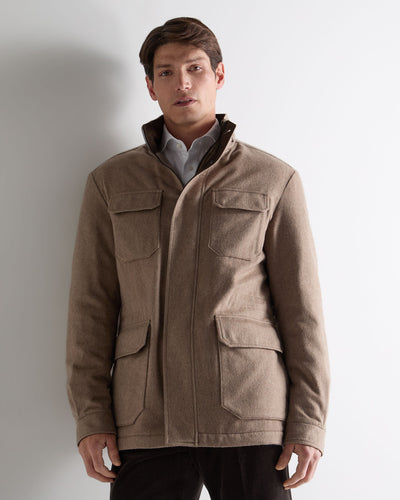 N.Peal Men's Vale Cashmere Field Jacket Taupe Brown