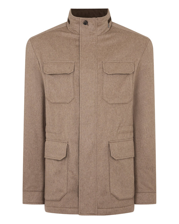N.Peal Men's Vale Cashmere Field Jacket Taupe Brown
