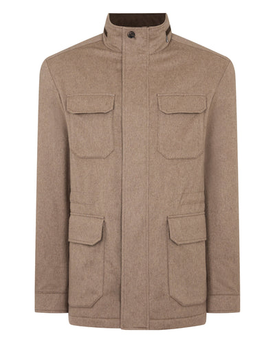N.Peal Men's Vale Cashmere Field Jacket Taupe Brown