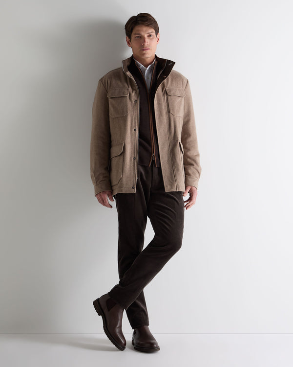 N.Peal Men's Vale Cashmere Field Jacket Taupe Brown