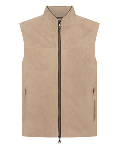 N.Peal Men's Belgravia Suede Gilet Beige Brown