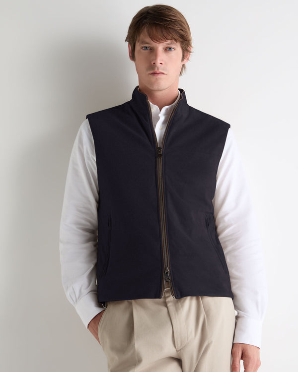 N.Peal Men's Belgravia Suede Gilet Navy Blue