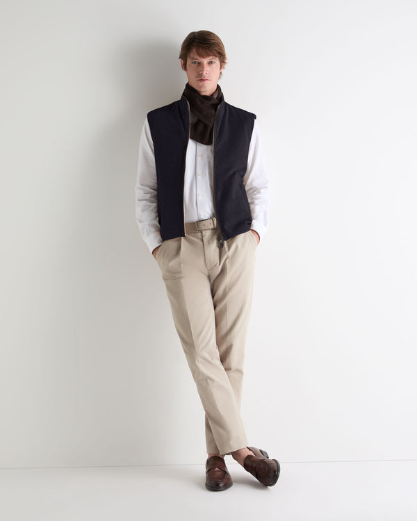 N.Peal Men's Belgravia Suede Gilet Navy Blue